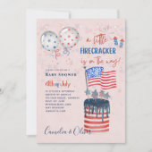 4. Juli BABY SHOWER INVITE Firecracker Cake Flag Einladung (Vorderseite)