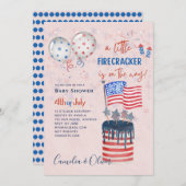 4. Juli BABY SHOWER INVITE Firecracker Cake Flag Einladung (Vorne/Hinten)