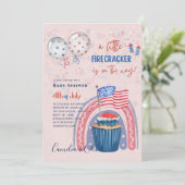 4. Juli BABY SHOWER INVITE Firecracker Cupcake Einladung (Stehend Vorderseite)