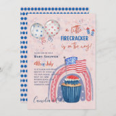 4. Juli BABY SHOWER INVITE Firecracker Cupcake Einladung (Vorne/Hinten)