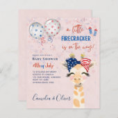 4. Juli BABY SHOWER INVITE Firecracker Giraffe (Vorne/Hinten)