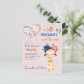 4. Juli BABY SHOWER INVITE Firecracker Giraffe (Stehend Vorderseite)