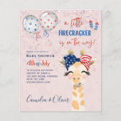 4. Juli BABY SHOWER INVITE Firecracker Giraffe (Vorderseite)