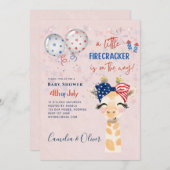 4. Juli BABY SHOWER INVITE Firecracker Giraffe Einladung (Vorne/Hinten)