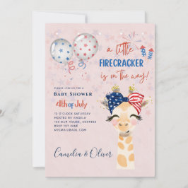 4. Juli BABY SHOWER INVITE Firecracker Giraffe Einladung