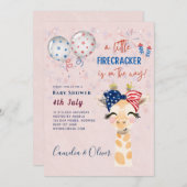 4. Juli BABY SHOWER INVITE Firecracker Giraffe Einladung (Vorne/Hinten)
