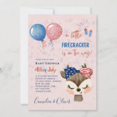 4. Juli BABY SHOWER INVITE Firecracker Hirsch Einladung (Vorderseite)