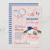 4. Juli BABY SHOWER INVITE Firecracker Kuh Einladung (Vorne/Hinten)
