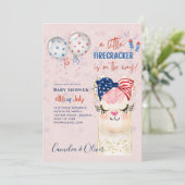 4. Juli BABY SHOWER INVITE Firecracker Llama Einladung (Stehend Vorderseite)