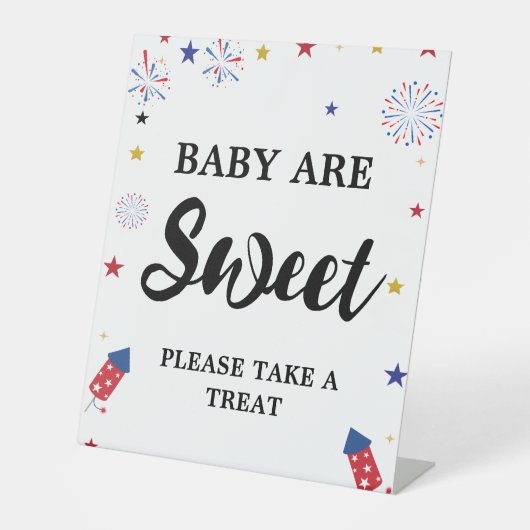 4. Juli Baby sind süße Baby Dusche Gefallen Sockelschild (Vorderseite)