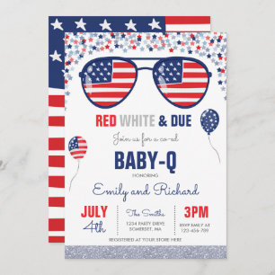 4. Juli Babydusche Baby-Q Baby Dusche Juli GRILLEN Einladung