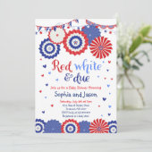 4. Juli Babydusche Einladung 4. Juli Dusche (Stehend Vorderseite)