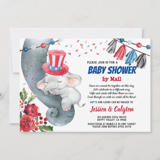 4. Juli Babydusche mit E-Mail Einladung (Vorderseite)