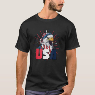 4. Juli Bald Adler T-Shirt Fireworks Merika Flag P