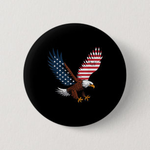 4. Juli Bald Eagle USA American Flag Patriotic Button