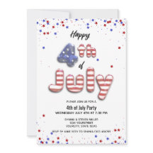 4. Juli Balloon Stars Stripes Party Einladung