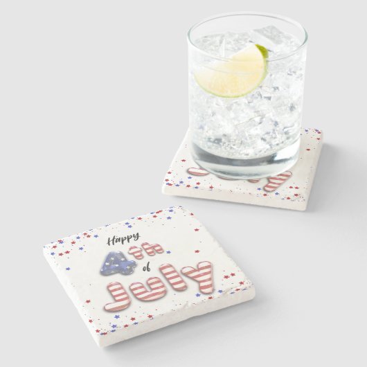 4. Juli Balloons Treppen - Stein Untersetzer (Seitenansicht)