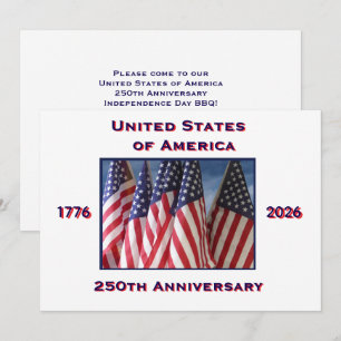 4. Juli Barbecue, 250. Jubiläum der USA, Flaggen Einladung
