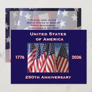 4. Juli Barbecue, 250. Jubiläum der USA, Flaggen Einladung