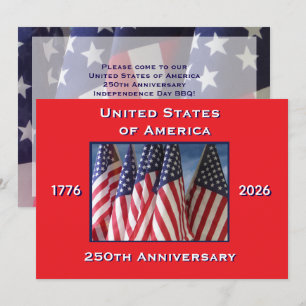 4. Juli Barbecue, 250. Jubiläum der USA, Flaggen Einladung