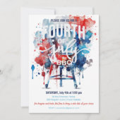 4. Juli Barbecue Cookout Wasserfarbe Einladung (Vorderseite)