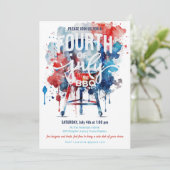 4. Juli Barbecue Cookout Wasserfarbe Einladung (Stehend Vorderseite)