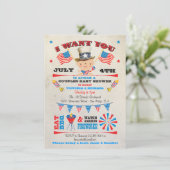 4. Juli Barbecue Grillen Baby Duwer Einladungen (Stehend Vorderseite)