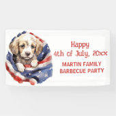 4. Juli Barbecue Party American Flag Welpe Banner (Horizontal)