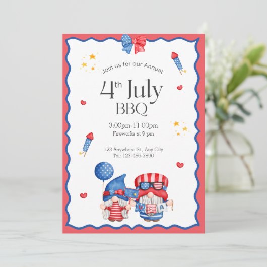 4. Juli Barbecue Party Einladung (Stehend Vorderseite)