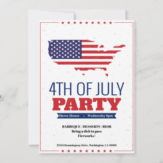 4. Juli Barbeque Party Einladung Amerika Karte (Vorderseite)