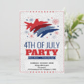 4. Juli Barbeque Party Einladung Jets Flugzeug (Stehend Vorderseite)