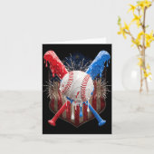 4. Juli Baseball-Drip-Eiscreme Patriotisch Karte (Gelbe Blume)