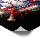 4. Juli Baseball-Drip-Eiscreme Patriotisch Poster (Ecke)
