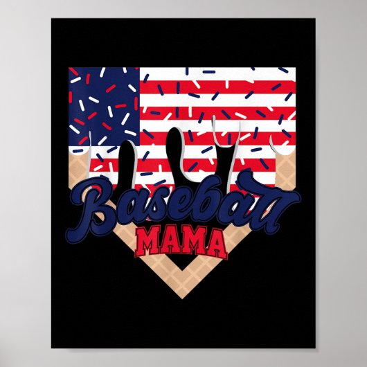 4. Juli Baseball Mama Eis Drip Baseball Mama Poster (Vorne)