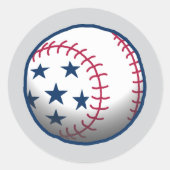 4. Juli Baseball Runder Aufkleber (Vorderseite)