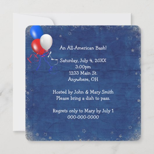 4. Juli Bash Einladung (Rückseite)