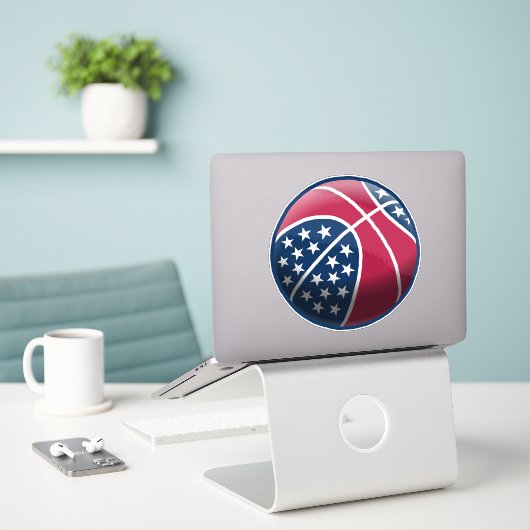 4. Juli Basketball Aufkleber (Laptop auf Schreibtisch)