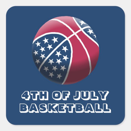 4. Juli Basketball Quadratischer Aufkleber (Vorderseite)