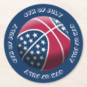 4. Juli Basketball Runder Pappuntersetzer (Vorderseite)