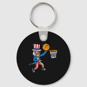 4. Juli Basketball Uncle Sam America Men Boys Schlüsselanhänger