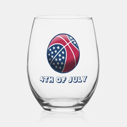 4. Juli Basketball Weinglas Ohne Stiel (Vorderseite)