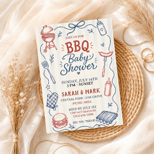 4. Juli BBQ Baby Shower Patrioten-Backyard Einladung