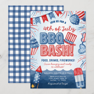 4. Juli BBQ Bash Geburtstagseinladungskarte Einladung