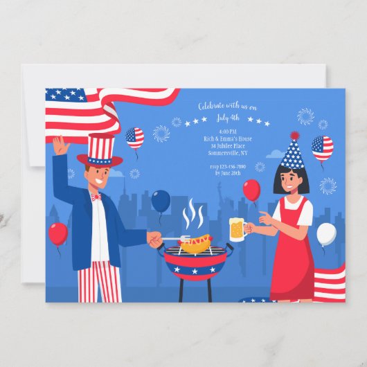 4. Juli BBQ Einladung (Vorderseite)