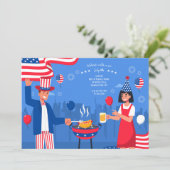4. Juli BBQ Einladung (Stehend Vorderseite)