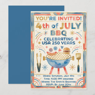 4. Juli BBQ-Einladung – USA 250 Jahre Einladung