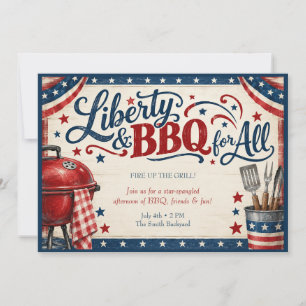4. Juli BBQ-Party-Einladung Freiheit & BBQ Einladung