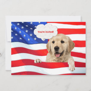 4. Juli BBQ-Party-Hund auf Flagge Einladung
