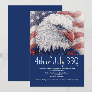 4. Juli BBQ Patriotische Rot-Weiß-Blau-Flagge USA  Einladung