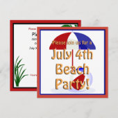 4. Juli Beach Party Einladung (Vorne/Hinten)